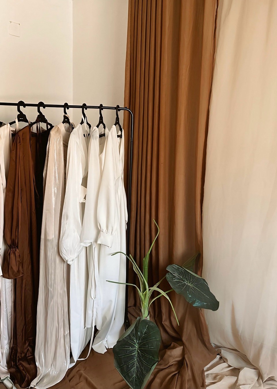 Beige curtains location